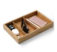 VINACRAFT Wooden Valet Tray for Men - 12.2x7.9 in Acacia Desk Drawer Organizer Tray with Dividers, Nightstand Organizer, Catchall EDC Dump Tray for Keys, Wallet, Phone, Watch, Office Accessories