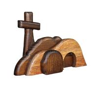 VINAER The Empty Tomb Easter Scene and Cross Decoration, Wooden Empty Tomb Easter decor Jesus Tomb for Religious Home Office Desktop Decoration