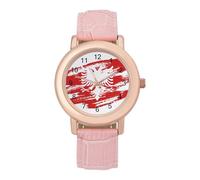 Vinage Albanian Flag Casual Women's Watch Slim Analog Display Quartz Wrist Watches with Leather Strap