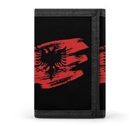Vinage Albanian Flag Fashion Trifold Wallets with Key Ring Lightweight Front Pocket Tri-Fold Wallet