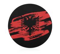 Vinage Albanian Flag Glass Cutting Board Round Kitchen Chopping Blocks Mats Food Tray Non-Slip For Men Women