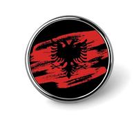 Vinage Albanian Flag Novelty Metal Badge 1″ Round Brooch Pin Clothes Hat Bag Tie Accessories Decor