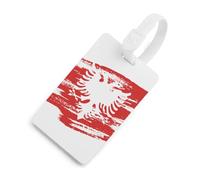 Vinage Albanian Flag Printed Luggage Tag with ID Name Card Funny Suitcase Labels Baggage Bag Tags