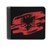 Vinage Albanian Flag Slim Men's Wallets Soft Front Pockets Bifold Wallet with ID Credit Card Holder