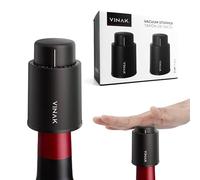 VINAK - (2 Units) TIME Vacuum Wine Stopper | Improves Wine Preservation by Removing Oxygen from The Bottle | Allows You to Record The Day of Closure Reusable