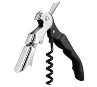 VINAK - Professional Waiters Friend Corkscrew - Double Hinged Wine Bottle Opener, Stainless Steel, Foil Cutter & Beer Opener (Black)