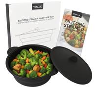 VINAK - Silicone Microwave Steamer and Air Fryer Tray | 1200ml Collapsible Steamer Case with Reversible Inner Tray | Steam or Air Fry Food Quickly and Healthily