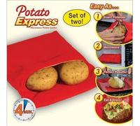 Vinallo 2 Pack Microwave Potato Cooker Bag- Potato Express Pouch, Perfect Potatoes Just in 4 Minutes -Red