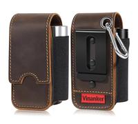 Vinanker Genuine Leather Multitool Pouch for Leatherman, EDC Belt Organizer Holster with Dual-Compartment Multitool Sheath for Men (Darkbrown)