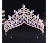 Vinatge Queen Crystal Tiara Crown For Women Girls Party Wedding Elegant Rhinestone Crown Hair Dress Accessories gold purple