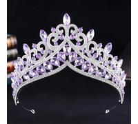 Vinatge Queen Crystal Tiara Crown For Women Girls Party Wedding Elegant Rhinestone Crown Hair Dress Accessories silver purple
