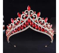 Vinatge Queen Crystal Tiara Crown For Women Girls Party Wedding Elegant Rhinestone Crown Hair Dress Accessories gold red