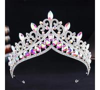 Vinatge Queen Crystal Tiara Crown For Women Girls Party Wedding Elegant Rhinestone Crown Hair Dress Accessories silver AB
