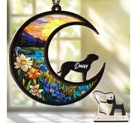 vinatimes 6'' Bullmastiff Dog Memorial Suncatcher & Wooden Dog Paw Keychain Personalized Dog Name Ornament Window Hanging Pet of Loss Dog Sympathy Gift for Dog Lovers Dog Bereavement SCD-B11-6-63