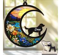 VinaTimes 6'' Golden Retrievers Dog Memorial Suncatcher & Wooden Dog Paw Keychain Personalized Dog Name Ornament Window Hanging Pet of Loss Dog Sympathy Gift for Dog Lovers Car Hanging SCD-B11-6-75