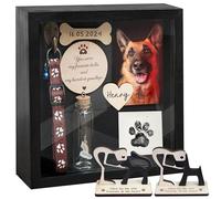 VinaTimes Black Shadow Box Pet Memorial - Dog Memorial Sentiment Frame for Loss of Dog Gifts - Pet Collar Handtag Name Frame Remembrance Sympathy Dog or Cat Keepsake GO-SD-DEN-PET4