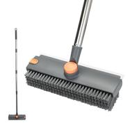 VINATO 2 in 1 Floor Brush with Scraper 360° Rotating Grout Brush with Hard Bristles with Long Handle 134cm for Cleaning Patios, Bathrooms, Tiles, Kitchens, Walls