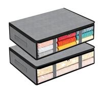 VINATO 2 Pieces Underbed Storage Containers Large Capacity Underbed Blanket Storage Box with Reinforced Handle Foldable Underbed Storage Containers for Organizing Closets, Clothes, Quilts, 40L