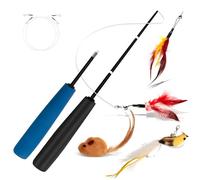 VINATO Cat Toy Set with 2 Fishes, Handheld Cat Fishing Rod with Telescopic Rod, 4 Interchangeable Heads Including Bird with Bell, Mouse & Feathers, Interactive Toy to Promote Hunting Drive
