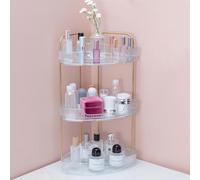 VINATO Corner Organiser with 3 Levels 90° - Makeup, Care & Spice Storage Without Drilling - Multipurpose Shelf for Bathroom, Kitchen, Bedroom Transparent