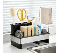 VINATO Stainless Steel Sink Storage Rack Kitchen Sink Sponge Holder with 360° Swivel Drainage Sponge Holder Kitchen Sink Sponge Holder for Kitchen and Bathroom