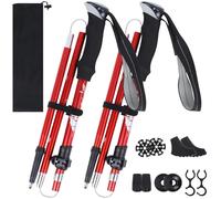 VINATO Telescopic Hiking Poles - 2 Pack Foldable Lightweight 7075 Alloy Adjustable 110-130cm with Bag and Accessories Red