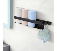 VINATO Towel Rail No Drilling 43 cm for Multiple Surfaces Stainless Steel Wall Mounted with 2 Methods Black