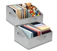 VINATO Wardrobe Boxes, Organizers, Storage Cabinets, Space-Saving Storage Boxes, Foldable Storage Boxes with Adjustable Partitions, 2 Pieces Grey