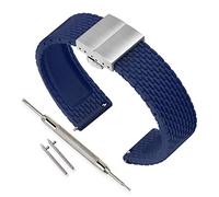 VINBAND 5 colors Silicone Watch Strap Replacement with Quick Release Pins and Stainless Steel Deployment Buckle - 4 Sizes (18, 20, 22, 24mm) - Rubber Watchband (22mm, Blue)