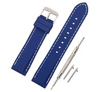 VINBAND Silicone Watch Band Replacement with Quick Release Pins and Brushed Stainless Steel Buckle - 4 Strap Sizes (18, 20, 22, 24mm) - Rubber Watchband Watch Straps (20mm, Deep Blue)
