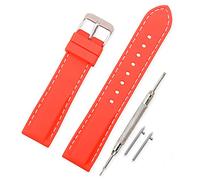 VINBAND Silicone Watch Band Replacement with Quick Release Pins and Brushed Stainless Steel Buckle - 4 Strap Sizes (18, 20, 22, 24mm) - Rubber Watchband Watch Straps (22mm, Red)