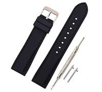 VINBAND Silicone Watch Band Replacement with Quick Release Pins and Brushed Stainless Steel Buckle - 4 Strap Sizes (18, 20, 22, 24mm) - Rubber Watchband Watch Straps (22mm, Black-Black Stitches)