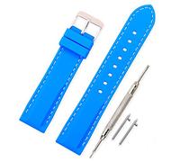 VINBAND Silicone Watch Band Replacement with Quick Release Pins and Brushed Stainless Steel Buckle - 4 Strap Sizes (18, 20, 22, 24mm) - Rubber Watchband Watch Straps (24mm, Light Blue)