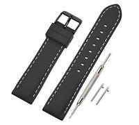 VINBAND Silicone Watch Strap Replacement with Quick Release Pins and Brushed Stainless Steel Buckle - 18, 20, 22, 24 mm Rubber Watch Band (22mm, White Stitches)