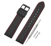 VINBAND Silicone Watch Strap Replacement with Quick Release Pins and Brushed Stainless Steel Buckle - 18, 20, 22, 24 mm Rubber Watch Band (22mm, Red Stitches)