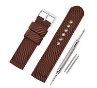 VINBAND Watch Strap Canvas Watch Band Military Army - 16mm, 18mm, 20mm, 22mm, 24mm Canvas Watch band with Stainless Steel Buckle (20mm, Brown)