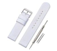 VINBAND Watch Strap Canvas Watch Band Military Army - 18mm, 20mm, 22mm, 24mm Canvas Watch band with Stainless Steel Buckle (20mm, White)
