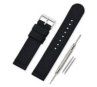 VINBAND Watch Strap Canvas Watch Band Military Army - 18mm, 20mm, 22mm, 24mm Canvas Watch band with Stainless Steel Buckle (22mm, Black)