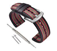 VINBAND Watch Strap Nylon Watch Band - 18mm, 20mm, 22mm, 24mm Nylon Watch band with Stainless Steel Buckle (22mm, Black*Red*Green)