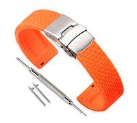 VINBAND Watch Strap Replacement Rubber Watch Band Men Women Black - 18mm, 20mm, 22mm, 24mm Silicon Watch Bracelet with Quick Release Pins & Deployment Buckle (24mm, Orange)