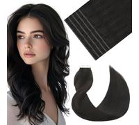 VINBAO Tape-In Real Hair Extensions, Remy Invisible Tape Extensions, Silky Straight, Real Hair Extensions, 20 Pieces, 50 g, 40 cm, Natural Black, Tape-In 16 Inches, #1B