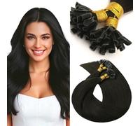 VINBAO U-Tip Bonding Extensions, Real Hair, Natural Black, 40 cm, 50 Strands, 40 g, K Tip Extensions, Real Hair, Hot Fusion, Invisible Remy Keratin Hair Extensions, 16 Inches, U-Tip #1B