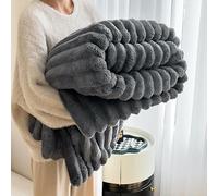 Vinbcorw Plush blanket rabbit-fur sofa throw heat-retaining warm nap blanket polyester soft blankets suitable for bedrooms living rooms and offices,C,1 * 1.5M