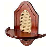 Vinbcorw Rattan Shelf, 38/40 cm Natural Floating Shelf in Wicker Design, Wall Decoration Wall Shelf for Displaying Plants, Figurines, Small Items,Palisanderfarbe,M