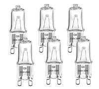 VINBE 25W G9 Halogen Light Bulb Two Prong Looped Pins for Cabinet Lights, Landscape Lights, Desk and Floor Lamps, Wall Sconces, Dimmable, 230V, Warm White(2700k, 6pcs)
