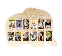 VinBee 1st Birthday Keepsake My First Year Baby Photo Frame - New Born Baby Gift for New Mums and Dads- New Born Keepsake 12 Months Multi Picture Display Kit Gift-Elephant (38 * 26.5cm)