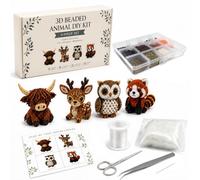 VinBee 3D Beaded Animal Kit, Tiny 3D Beaded Animal DIY Kits for Adults & Beginners, Cute Bead Animal Making Kit, Beading Embroidery Craft Set, Handmade Bead Art Mosaic, Creative Desk Decor & Gift