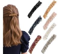 VinBee 7 Pcs Hair Barrettes for Women - Small Hair Clip for Fine Hair -Barrette Hairs Clips For Decorating or Sectioning Hairs, Secure Grip -Rhinestone Shiny Hairs Pins - Ponytail Holder Side Clips