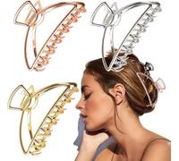 VinBee Hair Clips Extra Large Metal Hair Clips Strong Hold - Lightweight and Non-slip for Thick Thin Hair, Curly Hair and Short Hair - Gold, Silver, Rose Gold 3 Pcs