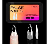VINCAOR Stiletto Artificial Nail Tips - 504 Pieces Preformed Stiletto Gel Tips for Full Coverage Acrylic Nail Extensions French Style 12 Sizes - Perfect for DIY Salon or
